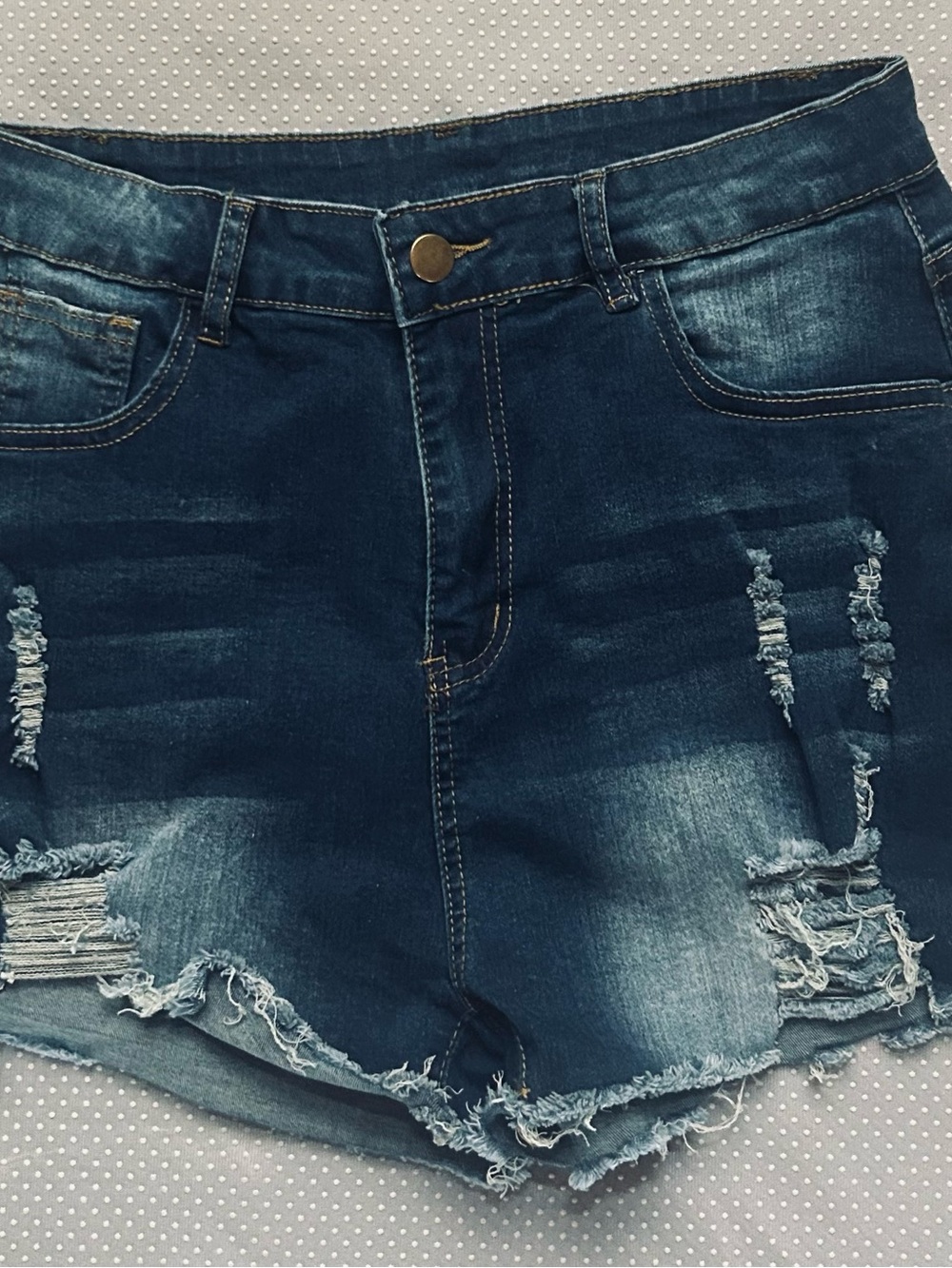 Women's Jeans Distressed Dark Blue Denim Shorts